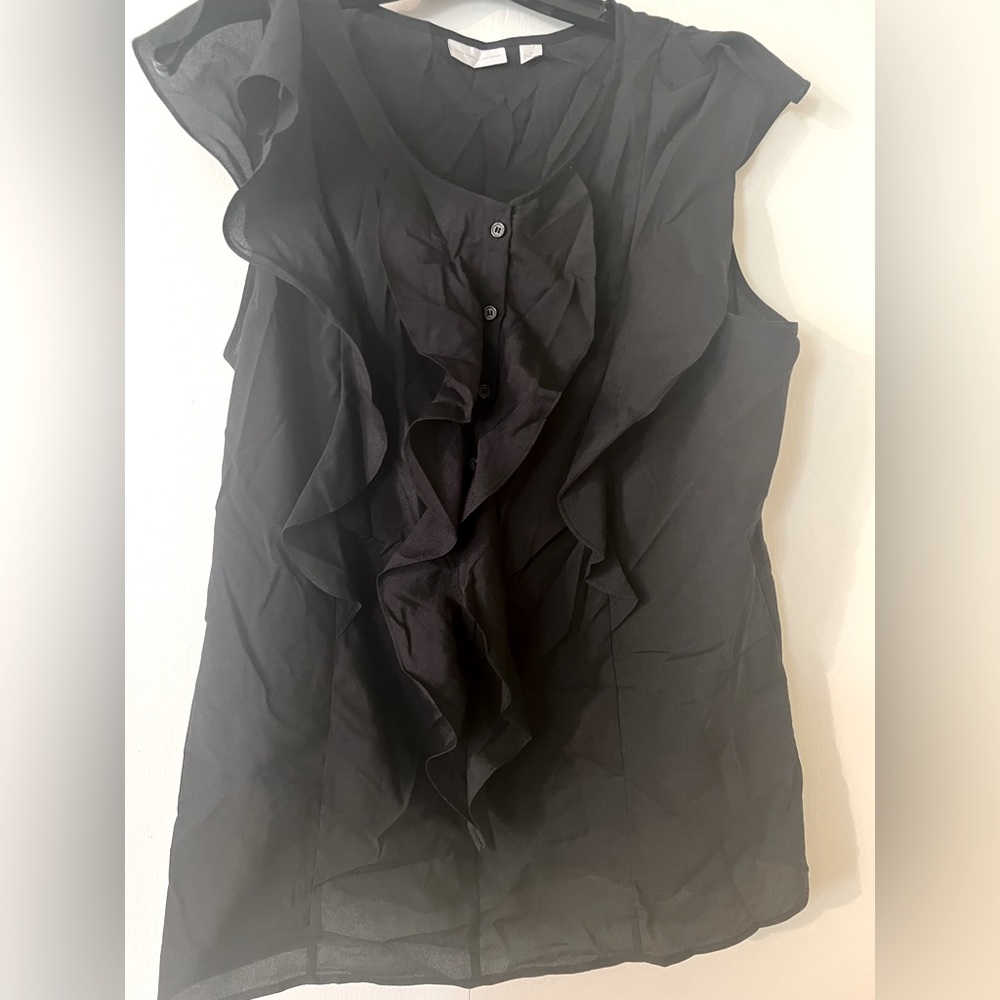 NY&Co Black Ruffle Front Blouse